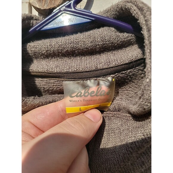 Cabela's sweater jacket brown full zip chest pocket Large - Picture 4 of 7
